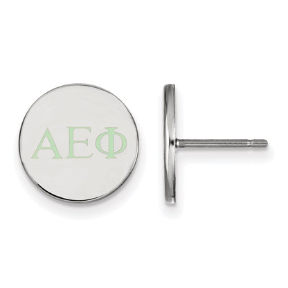 Sterling Silver Rhodium Plated Logoart Alpha Epsilon Phi Sorority Greek Letters Color Enamel Post Earrings