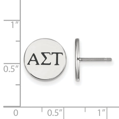 Sterling Silver Rhodium Plated Logoart Alpha Sigma Tau Sorority Greek Letters Color Enamel Post Earrings