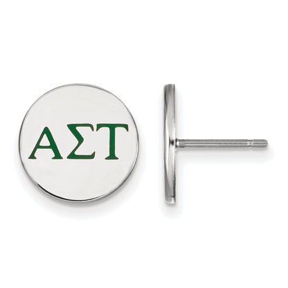Sterling Silver Rhodium Plated Logoart Alpha Sigma Tau Sorority Greek Letters Color Enamel Post Earrings
