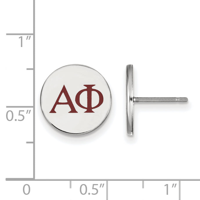 Sterling Silver Rhodium Plated Logoart Alpha Phi Sorority Greek Letters Color Enamel Post Earrings