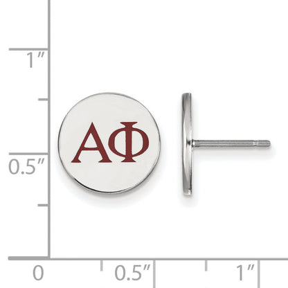 Sterling Silver Rhodium Plated Logoart Alpha Phi Sorority Greek Letters Color Enamel Post Earrings