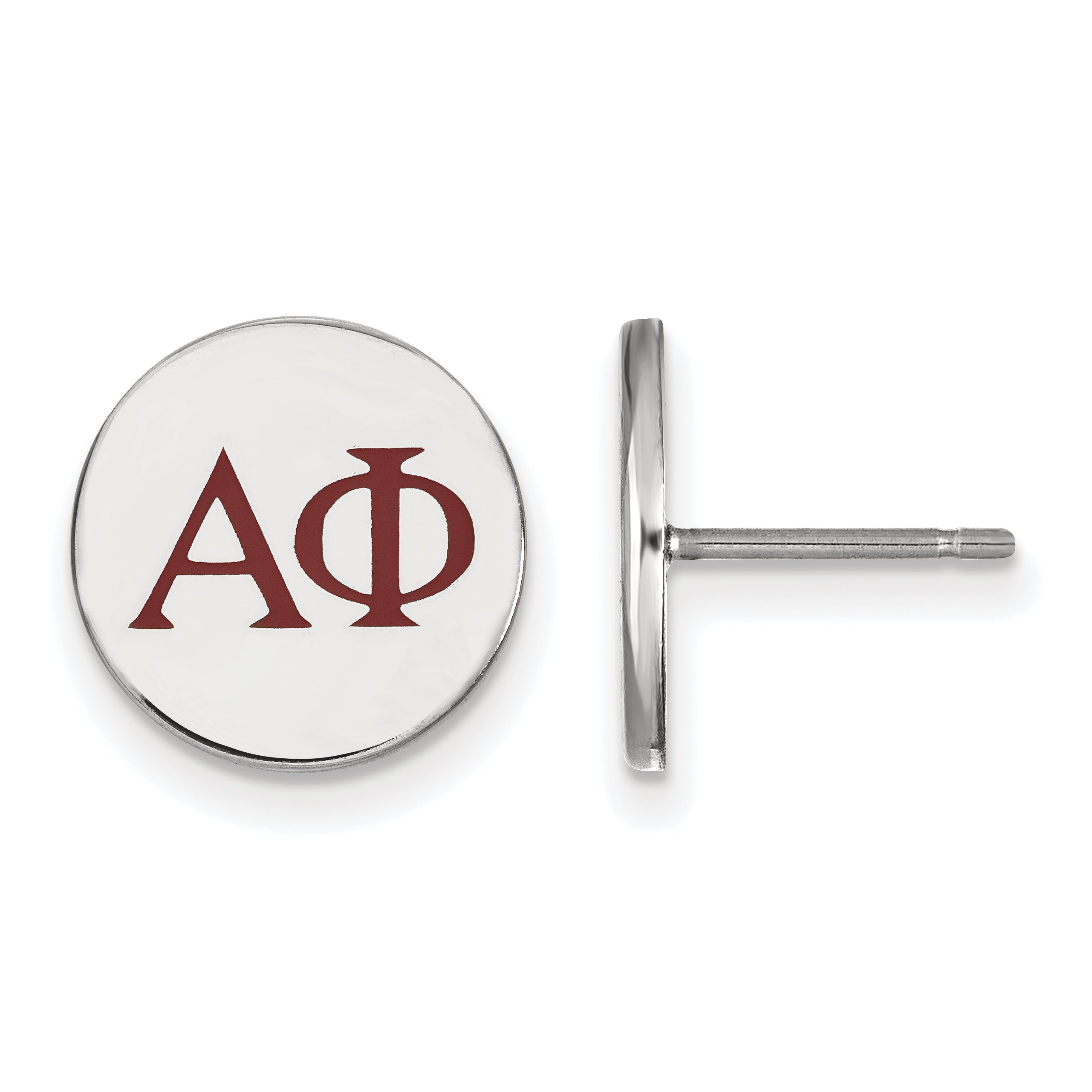 Sterling Silver Rhodium Plated Logoart Alpha Phi Sorority Greek Letters Color Enamel Post Earrings