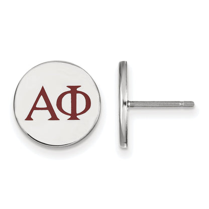 Sterling Silver Rhodium Plated Logoart Alpha Phi Sorority Greek Letters Color Enamel Post Earrings