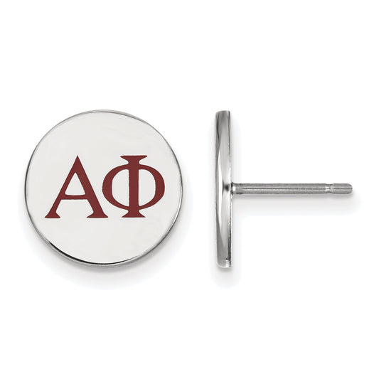 Sterling Silver Rhodium Plated Logoart Alpha Phi Sorority Greek Letters Color Enamel Post Earrings