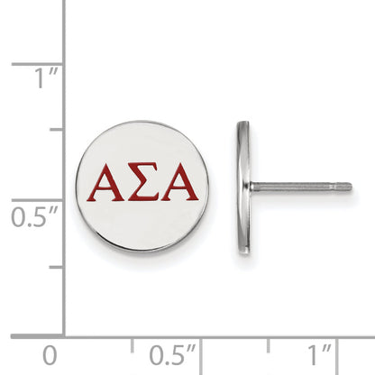 Sterling Silver Rhodium Plated Logoart Alpha Sigma Sorority Greek Letters Color Enamel Post Earrings