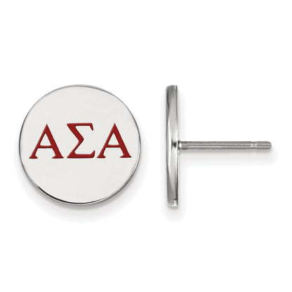 Sterling Silver Rhodium Plated Logoart Alpha Sigma Sorority Greek Letters Color Enamel Post Earrings