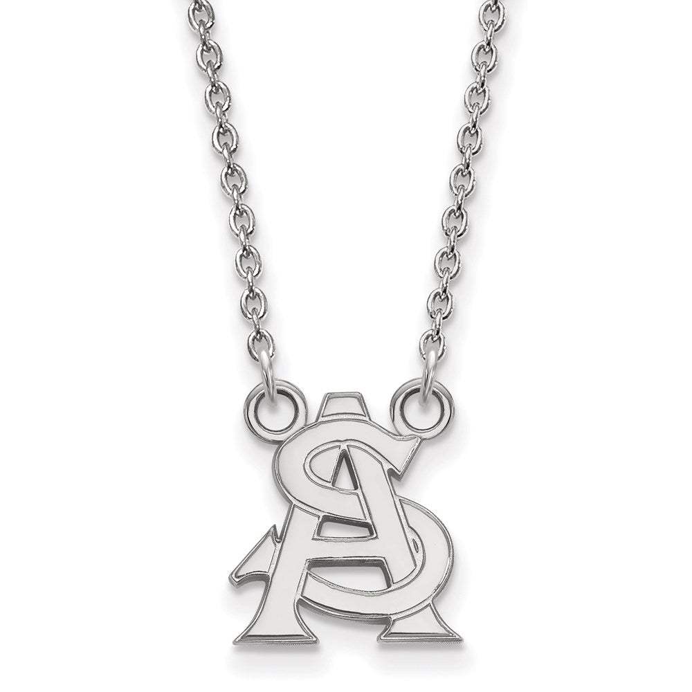 14K White Gold Logoart Arizona State University A S Small Pendant 18 Inch Necklace