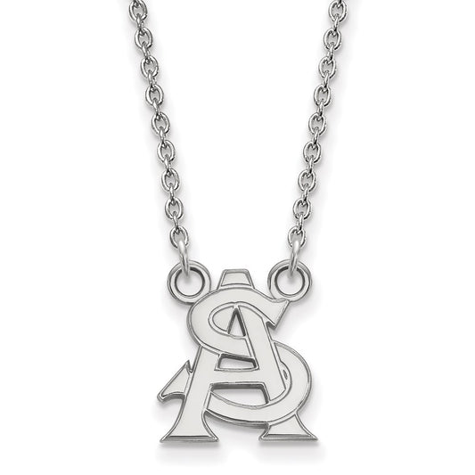 14K White Gold Logoart Arizona State University A S Small Pendant 18 Inch Necklace