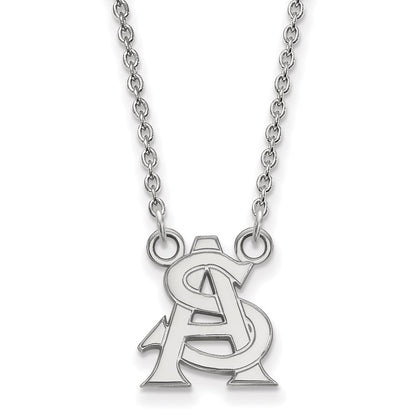 10K White Gold Logoart Arizona State University A S Small Pendant 18 Inch Necklace