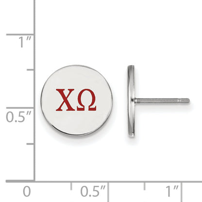 Sterling Silver Rhodium Plated Logoart Chi Omega Sorority Greek Letters Color Enamel Post Earrings
