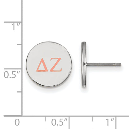 Sterling Silver Rhodium Plated Logoart Delta Zeta Sorority Greek Letters Color Enamel Post Earrings