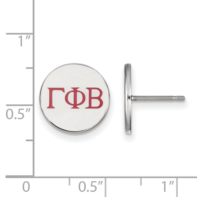 Sterling Silver Rhodium Plated Logoart Gamma Phi Beta Sorority Greek Letters Color Enamel Post Earrings