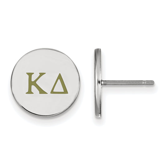 Sterling Silver Rhodium Plated Logoart Kappa Delta Sorority Greek Letters Color Enamel Post Earrings