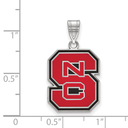 Sterling Silver Rhodium Plated Logoart North Carolina State University N C S Large Enameled Pendant