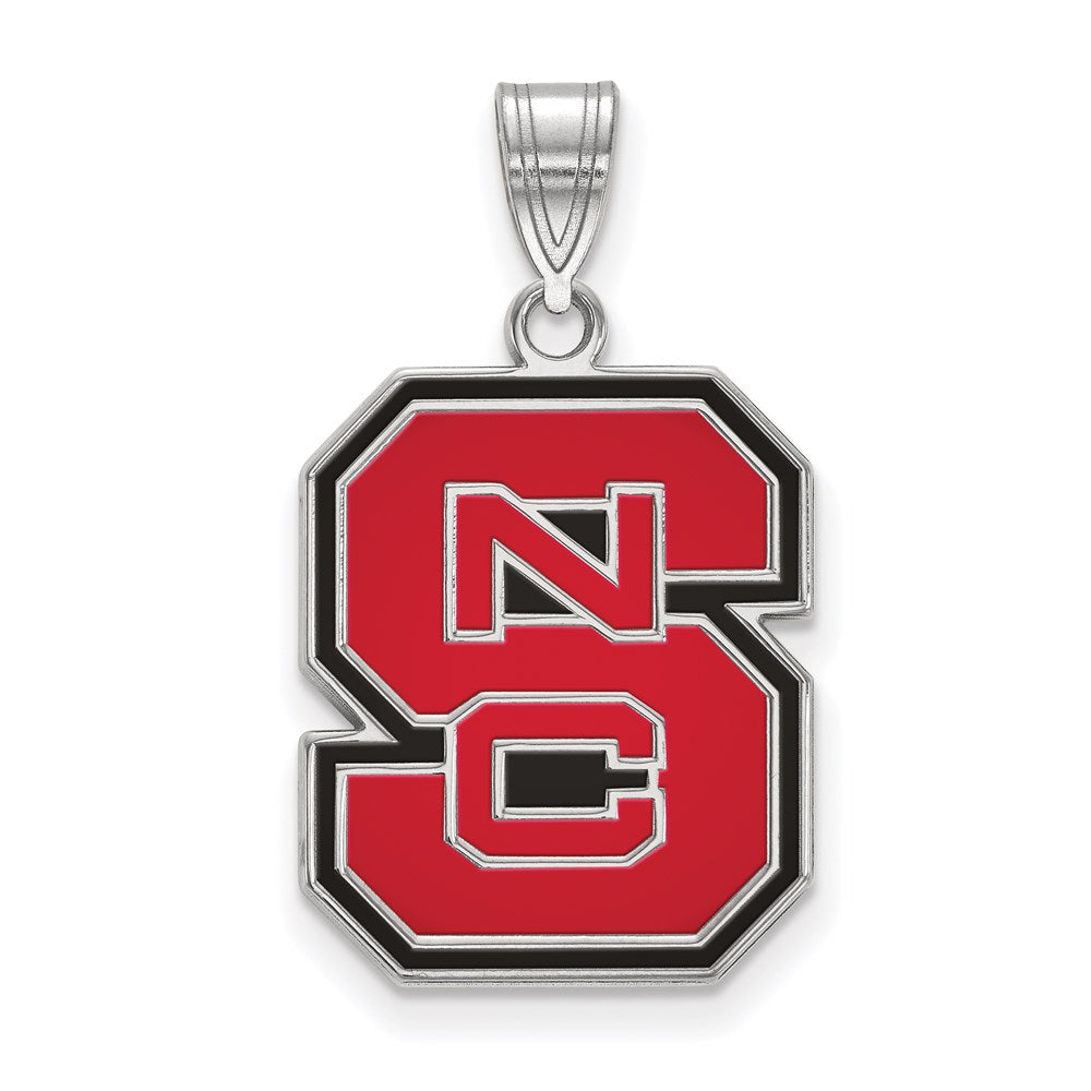 Sterling Silver Rhodium Plated Logoart North Carolina State University N C S Large Enameled Pendant