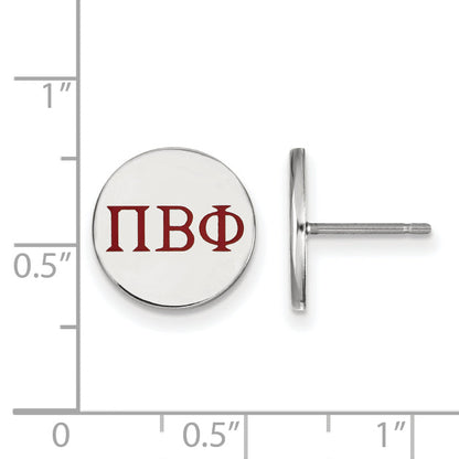Sterling Silver Rhodium Plated Logoart Pi Beta Phi Sorority Greek Letters Color Enamel Post Earrings