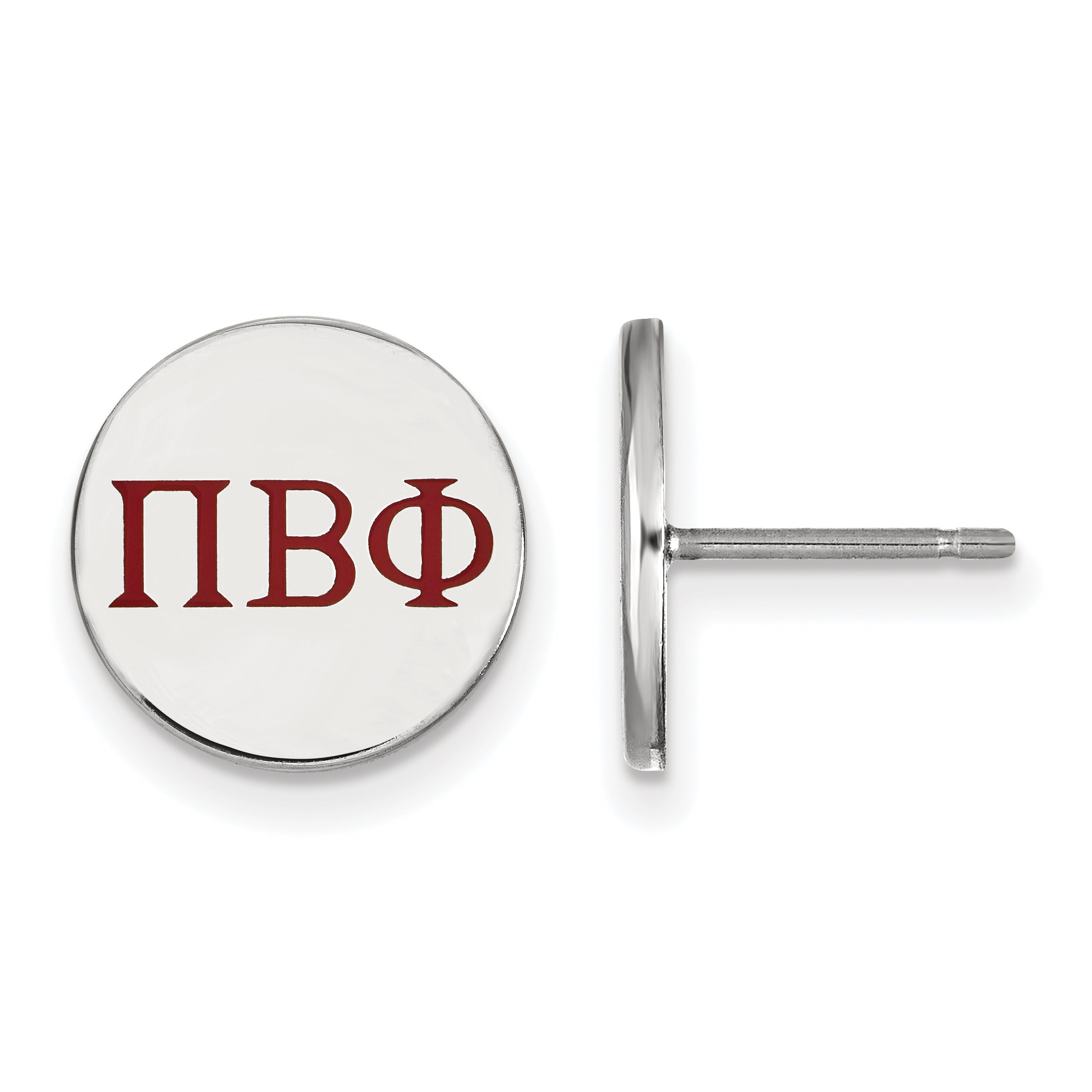Sterling Silver Rhodium Plated Logoart Pi Beta Phi Sorority Greek Letters Color Enamel Post Earrings