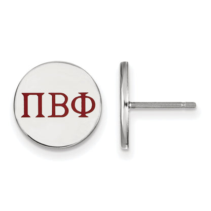 Sterling Silver Rhodium Plated Logoart Pi Beta Phi Sorority Greek Letters Color Enamel Post Earrings