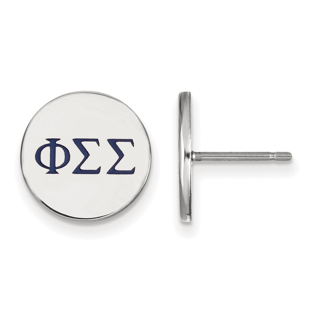 Sterling Silver Rhodium Plated Logoart Phi Sigma Sorority Greek Letters Color Enamel Post Earrings