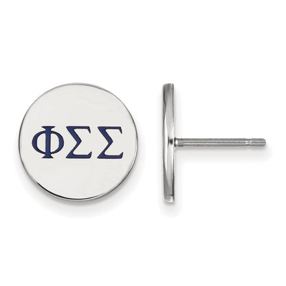 Sterling Silver Rhodium Plated Logoart Phi Sigma Sorority Greek Letters Color Enamel Post Earrings
