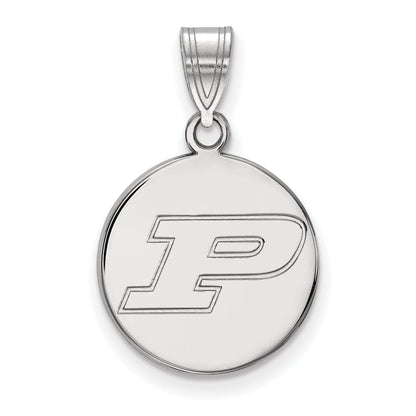 Sterling Silver Rhodium Plated Logoart Purdue University Letter P Medium Disc Pendant