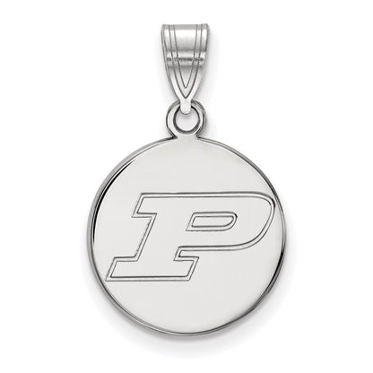 14K White Gold Logoart Purdue University Letter P Medium Disc Pendant