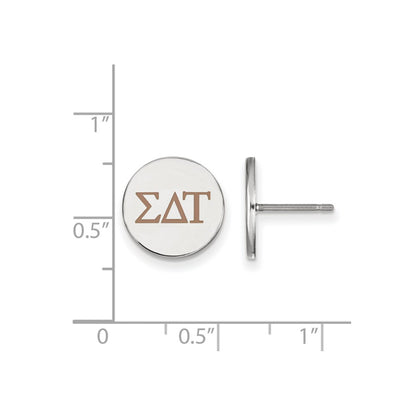 Sterling Silver Rhodium Plated Logoart Sigma Delta Tau Sorority Greek Letters Color Enamel Post Earrings