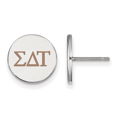 Sterling Silver Rhodium Plated Logoart Sigma Delta Tau Sorority Greek Letters Color Enamel Post Earrings