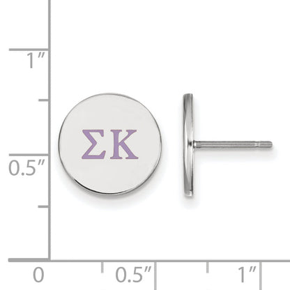 Sterling Silver Rhodium Plated Logoart Sigma Kappa Sorority Greek Letters Color Enamel Post Earrings