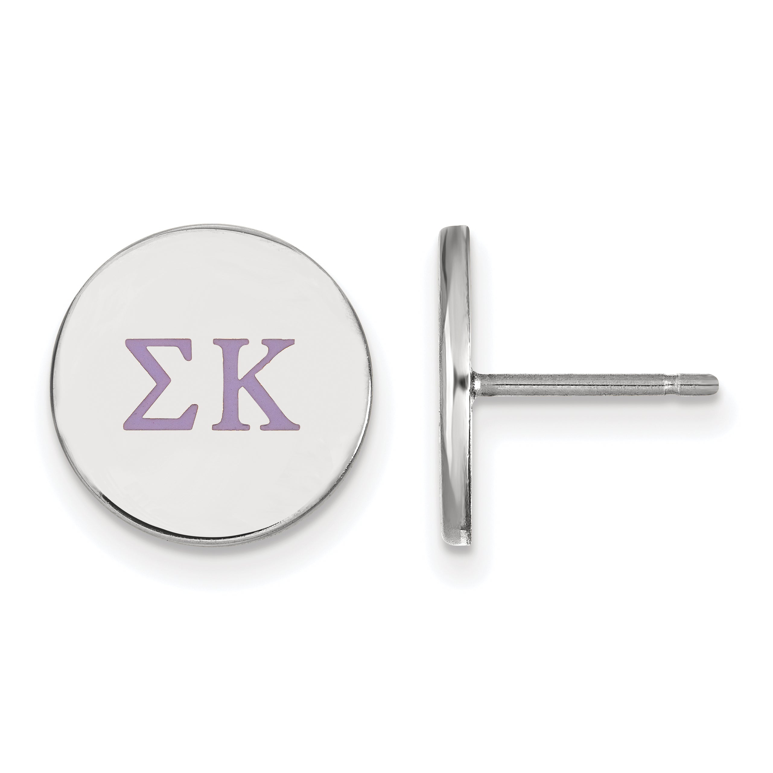 Sterling Silver Rhodium Plated Logoart Sigma Kappa Sorority Greek Letters Color Enamel Post Earrings