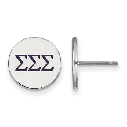 Sterling Silver Rhodium Plated Logoart Sigma Sorority Greek Letters Color Enamel Post Earrings