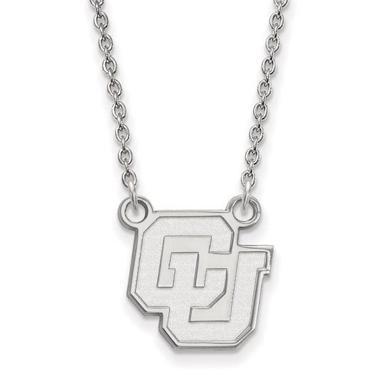 14K White Gold Logoart University Of Colorado C U Small Pendant 18 Inch Necklace