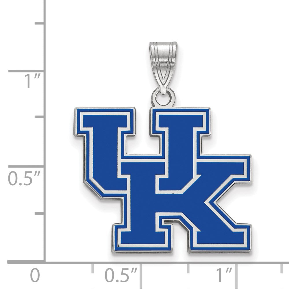 Sterling Silver Rhodium Plated Logoart University Of Kentucky U K Large Enameled Pendant