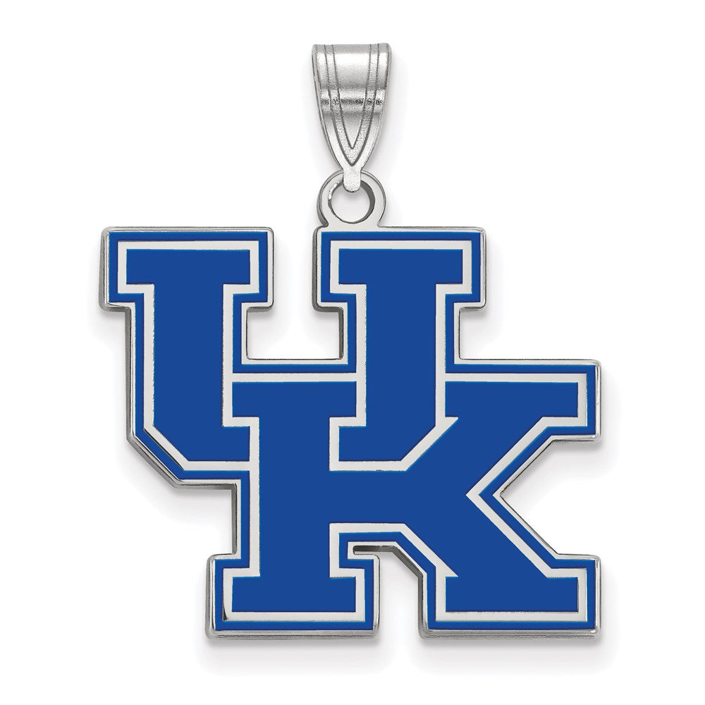 Sterling Silver Rhodium Plated Logoart University Of Kentucky U K Large Enameled Pendant