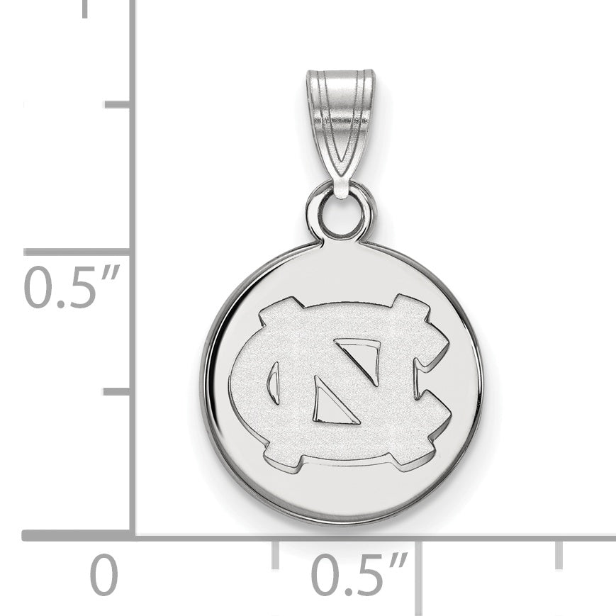Sterling Silver Rhodium Plated Logoart University Of North Carolina N C Small Disc Pendant