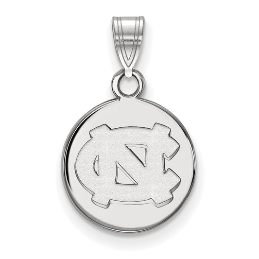 Sterling Silver Rhodium Plated Logoart University Of North Carolina N C Small Disc Pendant