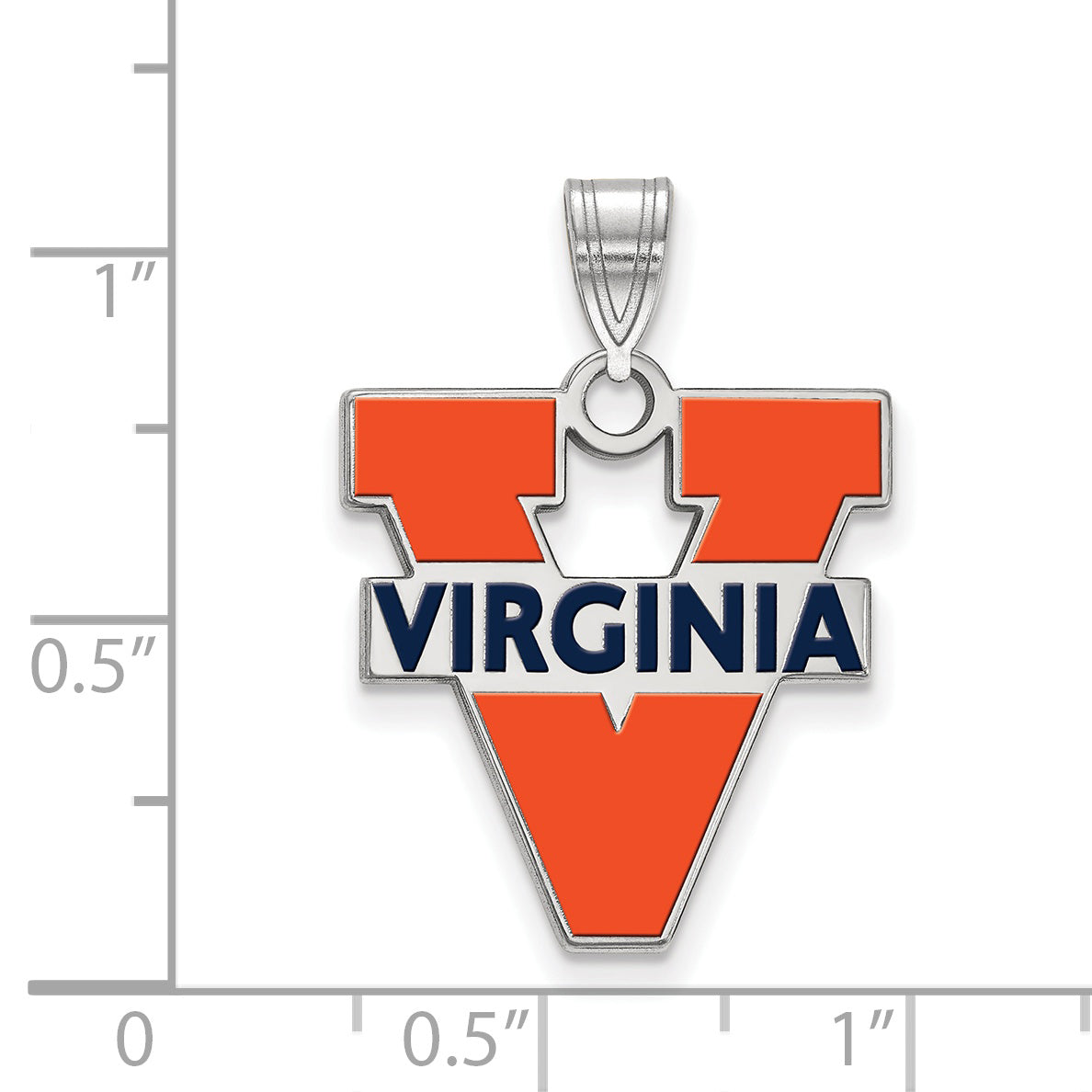 Sterling Silver Rhodium Plated Logoart University Of Virginia Large Enameled Pendant