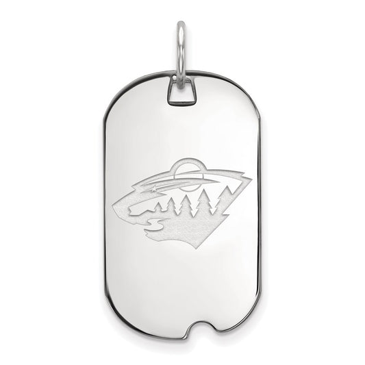 Sterling Silver Rhodium Plated Nhl Logoart Minnesota Wild Small Dog Tag Pendant