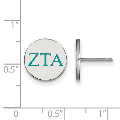 Sterling Silver Rhodium Plated Logoart Zeta Tau Alpha Sorority Greek Letters Color Enamel Post Earrings