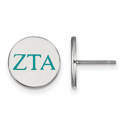 Sterling Silver Rhodium Plated Logoart Zeta Tau Alpha Sorority Greek Letters Color Enamel Post Earrings