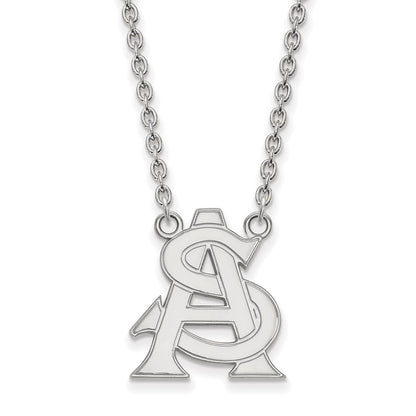 10K White Gold Logoart Arizona State University A S Large Pendant 18 Inch Necklace