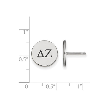 Sterling Silver Rhodium Plated Logoart Delta Zeta Sorority Greek Letters Black Enamel Post Earrings