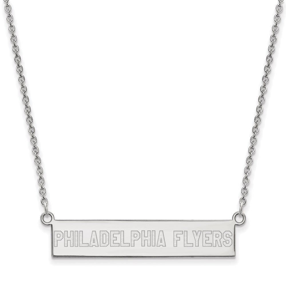Sterling Silver Rhodium Plated Nhl Logoart Philadelphia Flyers Small Bar 18 Inch Necklace