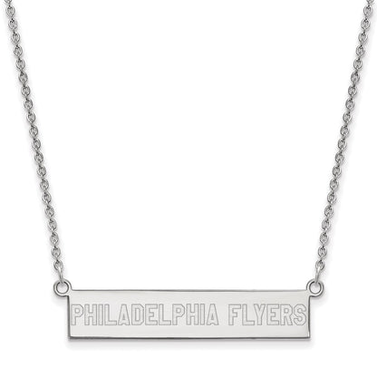 Sterling Silver Rhodium Plated Nhl Logoart Philadelphia Flyers Small Bar 18 Inch Necklace