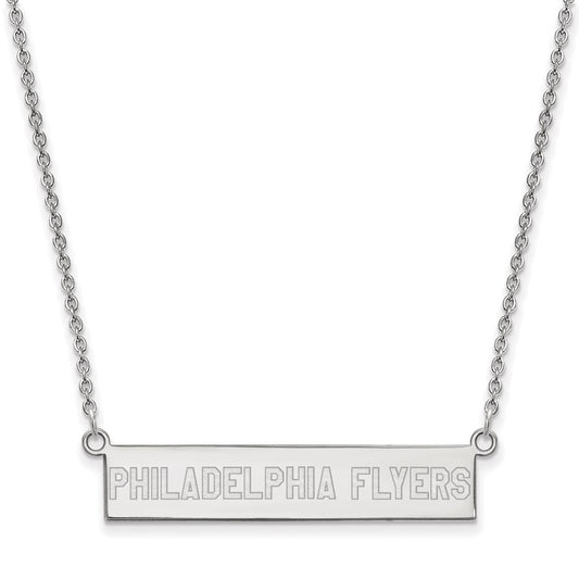 Sterling Silver Rhodium Plated Nhl Logoart Philadelphia Flyers Small Bar 18 Inch Necklace