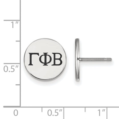 Sterling Silver Rhodium Plated Logoart Gamma Phi Beta Sorority Greek Letters Black Enamel Post Earrings