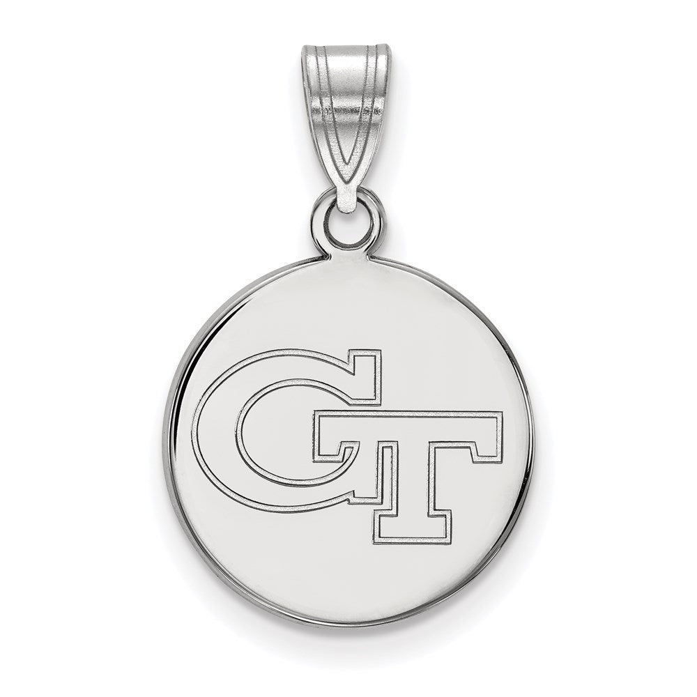 14K White Gold Logoart Georgia Institute Of Technology G T Medium Disc Pendant