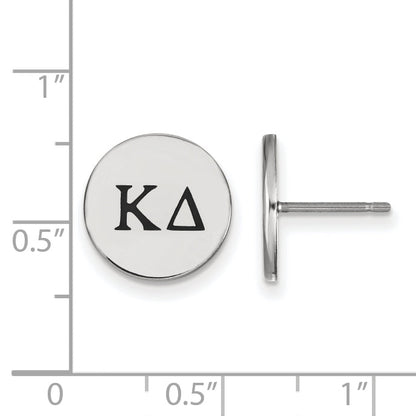 Sterling Silver Rhodium Plated Logoart Kappa Delta Sorority Greek Letters Black Enamel Post Earrings