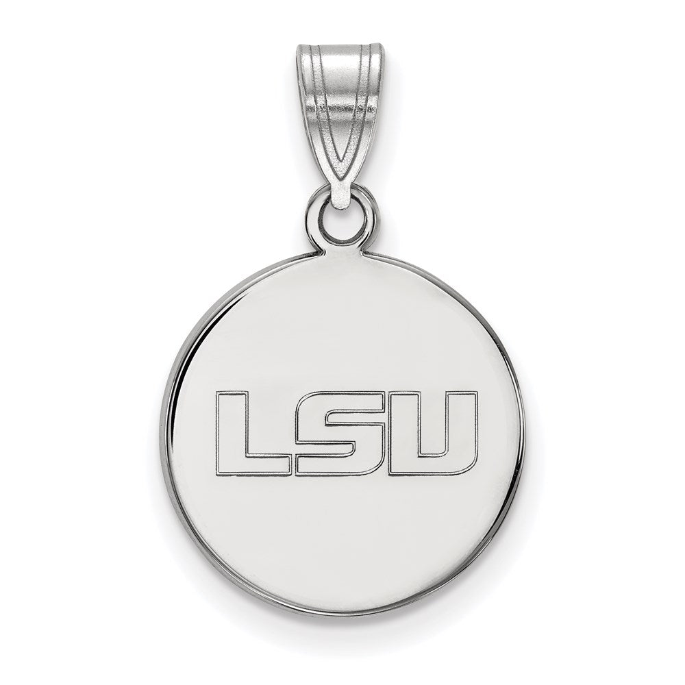 14K White Gold Logoart Louisiana State University L S U Medium Disc Pendant