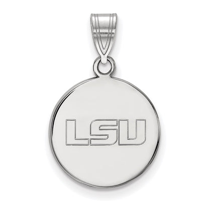 14K White Gold Logoart Louisiana State University L S U Medium Disc Pendant